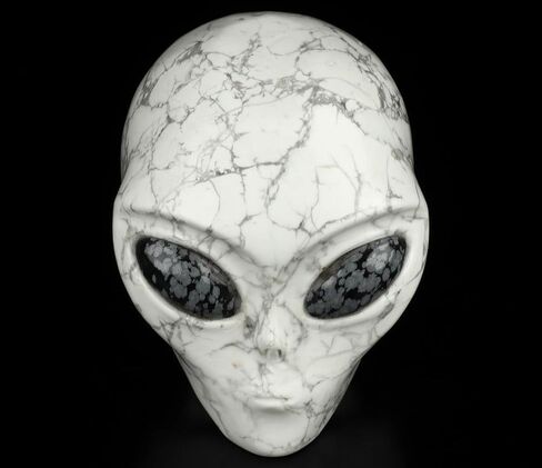 5.0" Howlite Crystal Skull, Hand Carved Gemstone Fine Art Sculpture, Reiki Healing Stone Statue. in Saudi Arabia