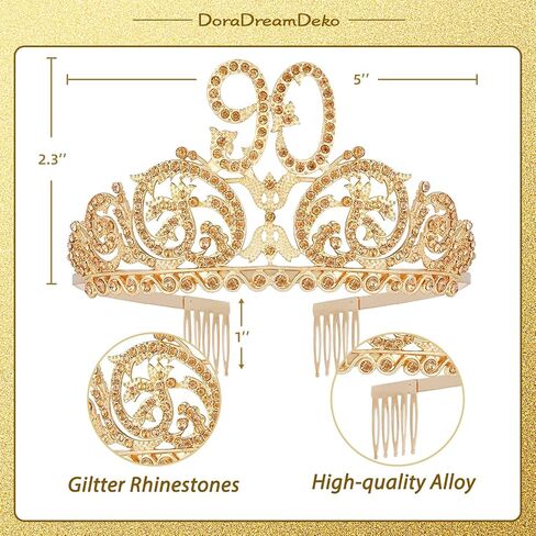 90th Birthday, 90th Birthday Decorations for Women, 90th Birthday Gifts for Women, 90th Birthday Tiara, 90th Birthday Crown for Women, 90th Birthday Decorations in Saudi Arabia