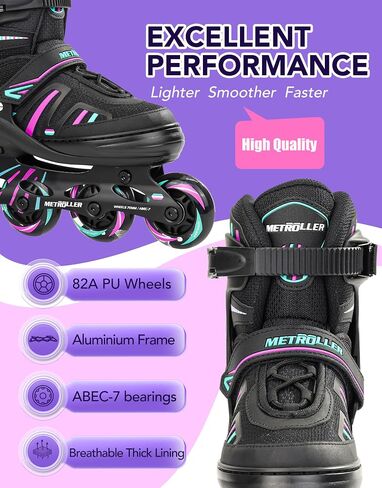 METROLLER Adjustable Inline Skates for Girls Boys with Light up Wheels Roller Skates Kids Youth Fun Beginner Blades Youth Ages 5-8 8-12 Adults Outdoor in Kuwait