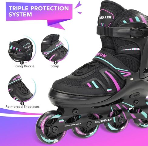 METROLLER Adjustable Inline Skates for Girls Boys with Light up Wheels Roller Skates Kids Youth Fun Beginner Blades Youth Ages 5-8 8-12 Adults Outdoor in Kuwait