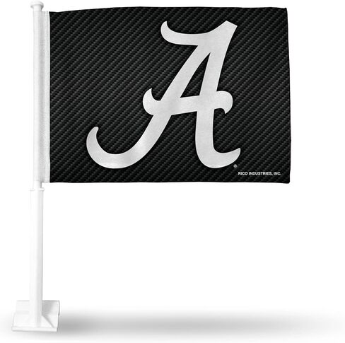علم سيارة Rico Industries NCAA Alabama Crimson Tide من ألياف الكربون مزدوج الجوانب - 40.64 سم × 48.26 سم - عمود قوي يتم تثبيته على السيارة/الشاحنة/السيارات in Saudi Arabia