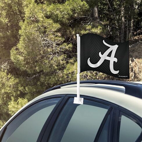 علم سيارة Rico Industries NCAA Alabama Crimson Tide من ألياف الكربون مزدوج الجوانب - 40.64 سم × 48.26 سم - عمود قوي يتم تثبيته على السيارة/الشاحنة/السيارات in Saudi Arabia