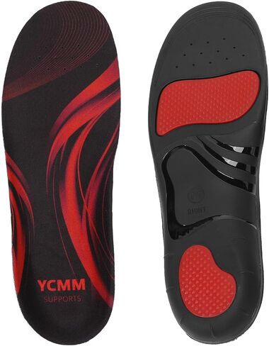 YCMM 220+ lbs Heavy Duty High Arch Support Insole Orthotics Pain Relief Plantar Fasciitis Shock Absorbing Work Boot Shoe Flat Feet Inserts M(Men 9-10.5/Women 10-11.5) Black in Kuwait