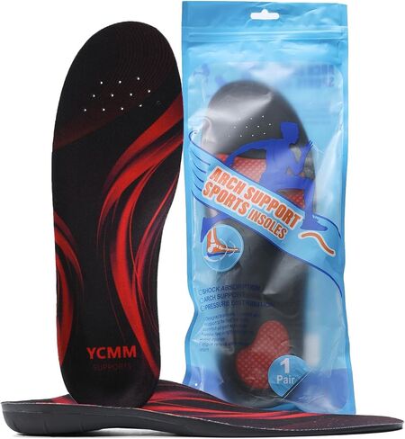 YCMM 220+ lbs Heavy Duty High Arch Support Insole Orthotics Pain Relief Plantar Fasciitis Shock Absorbing Work Boot Shoe Flat Feet Inserts M(Men 9-10.5/Women 10-11.5) Black in Kuwait