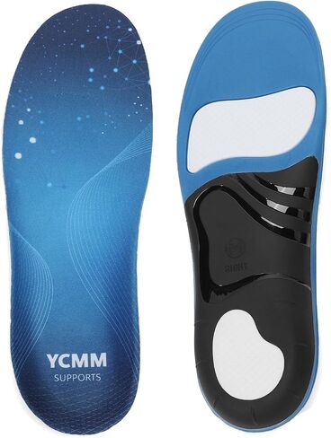 YCMM 220+ lbs Heavy Duty High Arch Support Insole Orthotics Pain Relief Plantar Fasciitis Shock Absorbing Work Boot Shoe Flat Feet Inserts M(Men 9-10.5/Women 10-11.5) Black in Kuwait