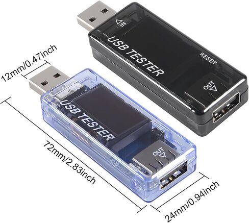 2 قطعة 8 في 1 USB تستر 10 فولت 3A الجهد الحالي تستر الفولتميتر السعة الحالية متر رقمي متعدد الحالي تستر كاشف الجهد (أسود) in Kuwait