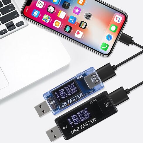 2 قطعة 8 في 1 USB تستر 10 فولت 3A الجهد الحالي تستر الفولتميتر السعة الحالية متر رقمي متعدد الحالي تستر كاشف الجهد (أسود) in Kuwait