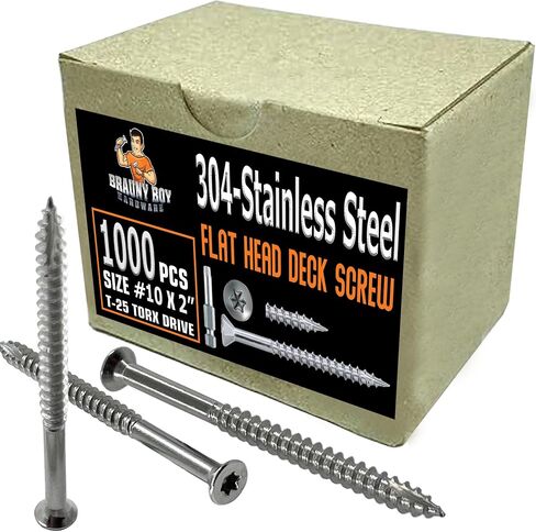– Heavy Duty - #10 x 2 Inch - 304 Grade Stainless Steel - 2" Deck Wood Screws – Rust Proof - Outdoor Exterior Construction of Decks, Fences - #25 Torx Bit Drive - Qty (100) in Kuwait