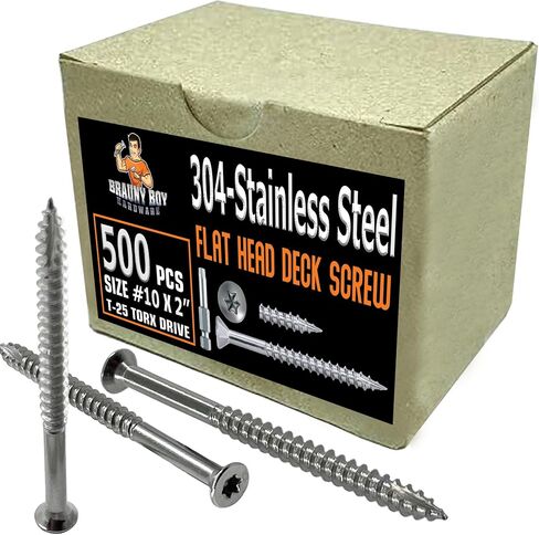 – Heavy Duty - #10 x 2 Inch - 304 Grade Stainless Steel - 2" Deck Wood Screws – Rust Proof - Outdoor Exterior Construction of Decks, Fences - #25 Torx Bit Drive - Qty (100) in Kuwait