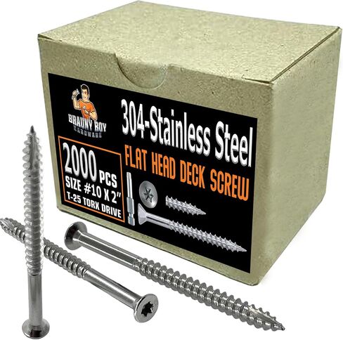 – Heavy Duty - #10 x 2 Inch - 304 Grade Stainless Steel - 2" Deck Wood Screws – Rust Proof - Outdoor Exterior Construction of Decks, Fences - #25 Torx Bit Drive - Qty (100) in Kuwait