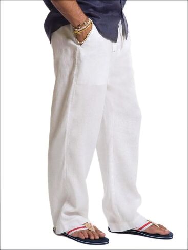 palglg Mens or Womens 100% Cotton Trousers with Elastic Waist & Out-Drawstring for Yoga Pants & Beach Wear in Saudi Arabia