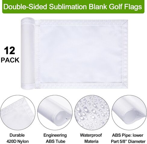 Colarr 12 Pack Sublimation Golf Flags 8x6 Inch Blank Target Flag DIY Putting Golf Flag with Tube Inserted Waterproof 420d Nylon Double Mini Practice Pin Flags for Yard Garden Indoor Outdoor in Saudi Arabia