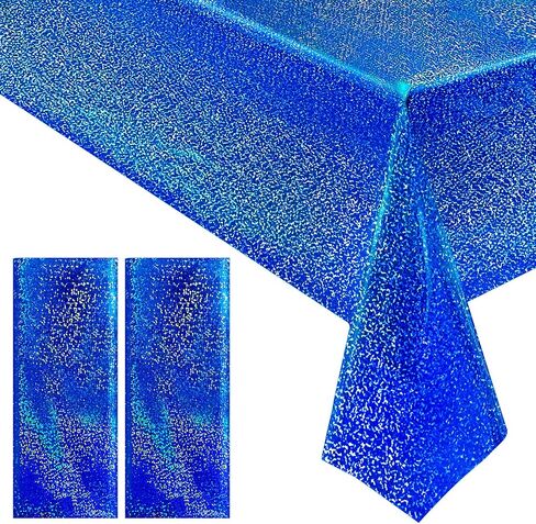 2 pcs Pink & Black Holographic Laser Tablecloth 40" x 108" Party Table Cloth Shimmer Shining Plastic Metallic Table Cover for Pink Halloween Decor Girls Baby Shower Birthday Party Supplies in Saudi Arabia