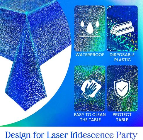 2 pcs Pink & Black Holographic Laser Tablecloth 40" x 108" Party Table Cloth Shimmer Shining Plastic Metallic Table Cover for Pink Halloween Decor Girls Baby Shower Birthday Party Supplies in Saudi Arabia