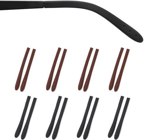 Eyeglass Temple End Tips Anti-Slip Soft Silicone Tube Sleeve Glasses Retainers Replacement Temple Tips for Flat Thin Metal Slim Eyeglass Legs(8 Pairs Black/Grey) in Saudi Arabia