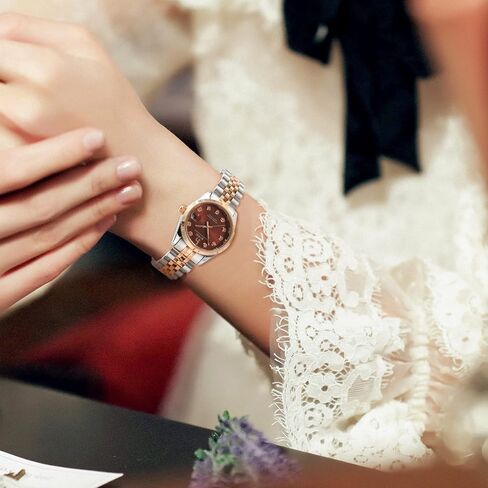BUREI Women Watch Business Women Watches with Day DateAnalog Quartz Watch for Ladies Silver Gold Stainless Steel Bracelet Watch Fashion Ladies Watches Small Face Diamond Watch Waterproof in Saudi Arabia