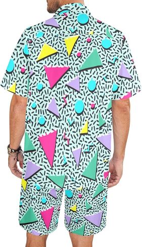HUGLAZY Mens 2 Piece Outfits Tropical Shirts Short Sleeve Hawaiian Shirt And Shorts Beach Outfits Party Disco in Saudi Arabia