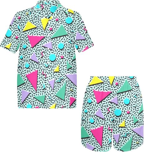 HUGLAZY Mens 2 Piece Outfits Tropical Shirts Short Sleeve Hawaiian Shirt And Shorts Beach Outfits Party Disco in Saudi Arabia