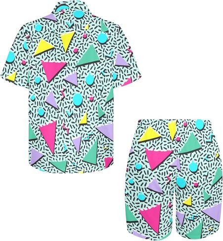 HUGLAZY Mens 2 Piece Outfits Tropical Shirts Short Sleeve Hawaiian Shirt And Shorts Beach Outfits Party Disco in Saudi Arabia