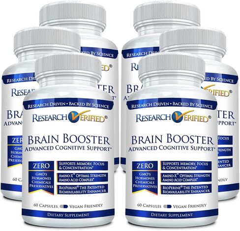 Brain Booster - Nootropic Supplement to Enhance Cognitive Function - 180 Vegan Friendly Capsules - 3 Bottles in Kuwait