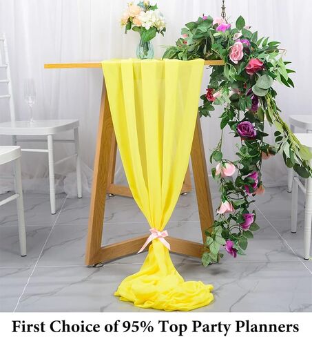 DUOBAO Burgundy Chiffon Table Runner 29''x120'' Sheer Wedding Table Runner Beaded Table Runner Chiffon Draping Party Table Runner in Saudi Arabia