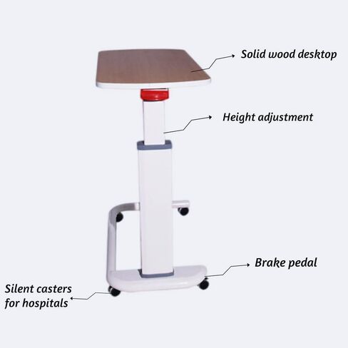 AOI Overbed Table with Wheels,Solid Wood Movable Dining Table,Bedside Dining Car Table for Hospital Bed & Home Bedside (AOI-526) in Saudi Arabia