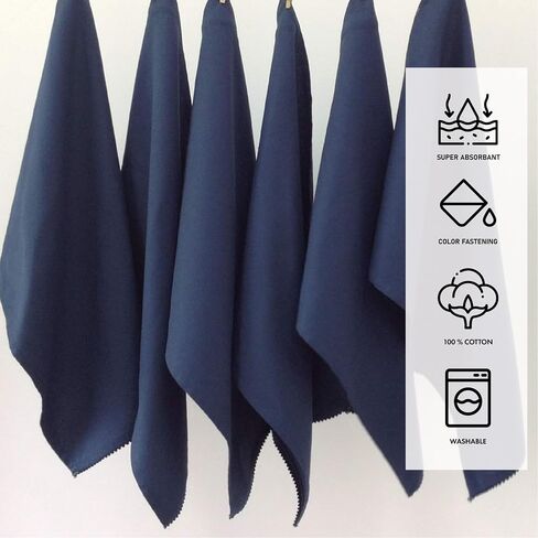 Kitchen Towel Sets Cotton Tea Towels Absorbent Dish Towels Use in DIY Crafts & Embroidery Thick Cotton Dish Cloths for Kitchen Cleaning - 18x28 inch, Pack of 6 - White in Kuwait