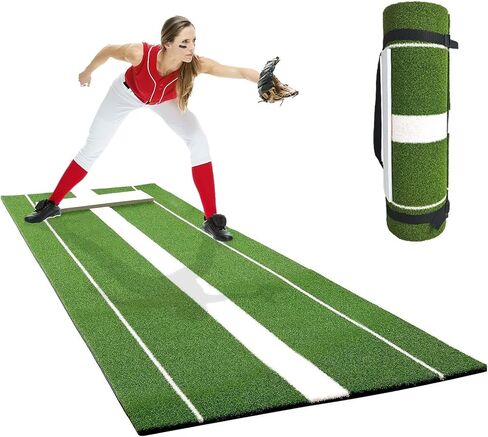 حصيرة رمي الكرة اللينة 10 × 3 بوصة TP مطاط Fastpitch Mound Turf Matt 5 مم سفلي مضاد للانزلاق من الفوم المحمول معدات أباريق البيسبول للبالغين في الأماكن المغلقة والمفتوحة in Saudi Arabia