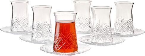 Pasabahce Premium Turkish Tea Cups and Saucers, Set of 12, Perfect for Tea Party, Gifts, Housewarming, Weddings, Anniversary in Saudi Arabia