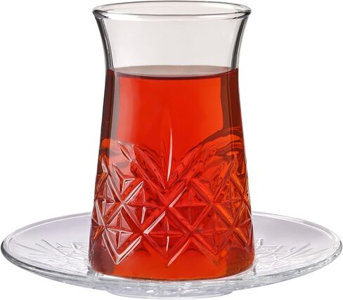Pasabahce Premium Turkish Tea Cups and Saucers, Set of 12, Perfect for Tea Party, Gifts, Housewarming, Weddings, Anniversary in Saudi Arabia
