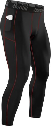 Runhit Mens Compression Pants Running Tights Pockets Sports Leggings Spandex Workout Cycling Athletic Thermal in Kuwait