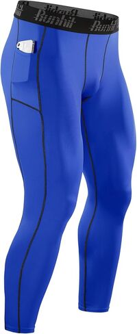 Runhit Mens Compression Pants Running Tights Pockets Sports Leggings Spandex Workout Cycling Athletic Thermal in Kuwait