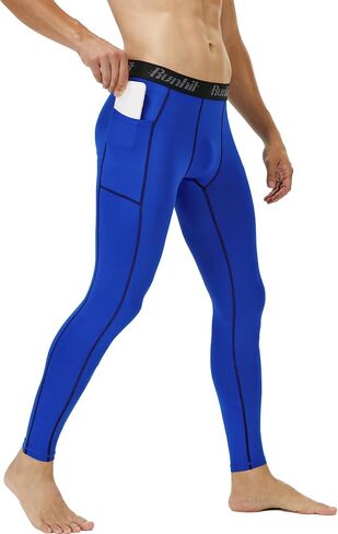 Runhit Mens Compression Pants Running Tights Pockets Sports Leggings Spandex Workout Cycling Athletic Thermal in Kuwait