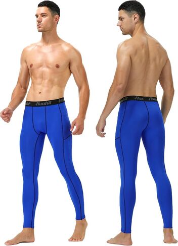 Runhit Mens Compression Pants Running Tights Pockets Sports Leggings Spandex Workout Cycling Athletic Thermal in Kuwait