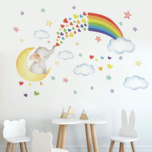 Runtoo Rainbow Wall Decals Colorful Cloud Star Wall Art Stickers for Girls Bedroom Kids Baby Nursery Wall Decor in Saudi Arabia