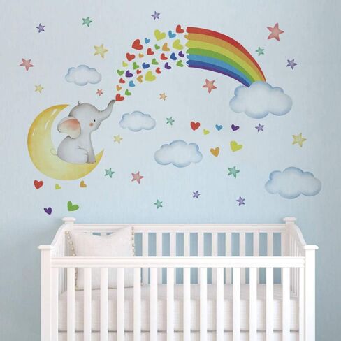 Runtoo Rainbow Wall Decals Colorful Cloud Star Wall Art Stickers for Girls Bedroom Kids Baby Nursery Wall Decor in Saudi Arabia