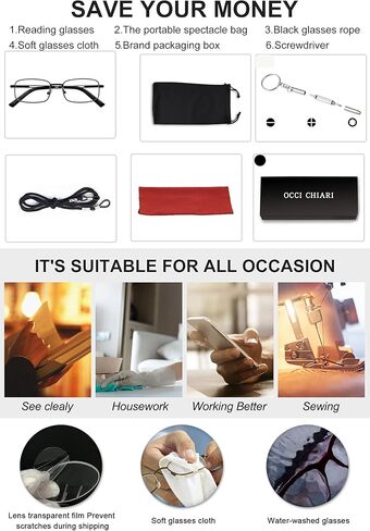 OCCI CHIARI نظارات قراءة معدنية قارئات الضوء الأزرق للرجال (1.0 1.25 1.5 1.75 2.0 2.25 2.5 2.75 3.0 3.5 4.0) in Kuwait