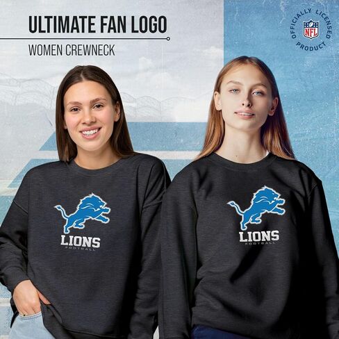 بلوفر نسائي من Team Fan Apparel بشعار NFL Ultimate Fan برقبة دائرية واسعة - بلوفر خفيف الوزن من الصوف بدون علامات - مرخص رسميًا in Saudi Arabia