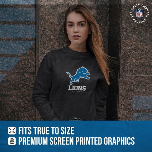 بلوفر نسائي من Team Fan Apparel بشعار NFL Ultimate Fan برقبة دائرية واسعة - بلوفر خفيف الوزن من الصوف بدون علامات - مرخص رسميًا in Saudi Arabia
