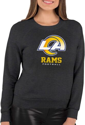 بلوفر نسائي من Team Fan Apparel بشعار NFL Ultimate Fan برقبة دائرية واسعة - بلوفر خفيف الوزن من الصوف بدون علامات - مرخص رسميًا in Saudi Arabia