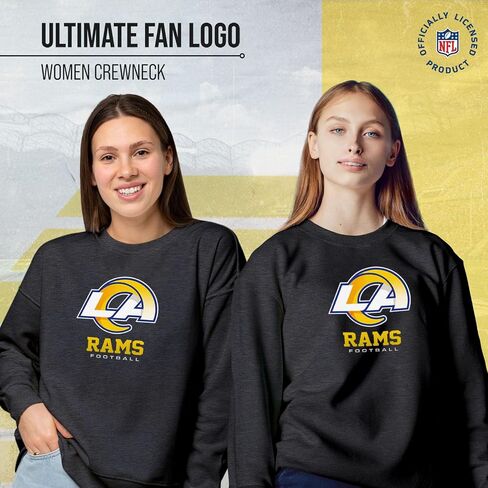 بلوفر نسائي من Team Fan Apparel بشعار NFL Ultimate Fan برقبة دائرية واسعة - بلوفر خفيف الوزن من الصوف بدون علامات - مرخص رسميًا in Saudi Arabia