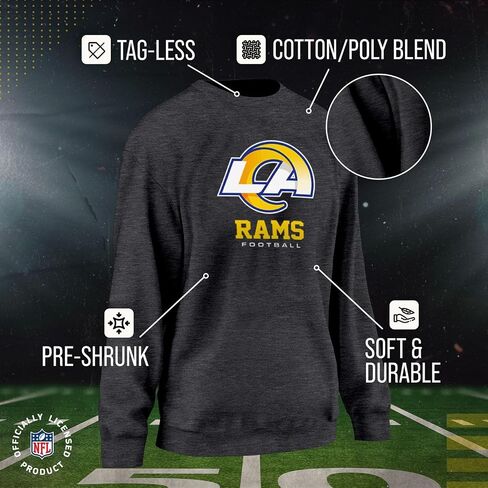 بلوفر نسائي من Team Fan Apparel بشعار NFL Ultimate Fan برقبة دائرية واسعة - بلوفر خفيف الوزن من الصوف بدون علامات - مرخص رسميًا in Saudi Arabia