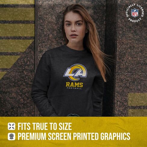 بلوفر نسائي من Team Fan Apparel بشعار NFL Ultimate Fan برقبة دائرية واسعة - بلوفر خفيف الوزن من الصوف بدون علامات - مرخص رسميًا in Saudi Arabia