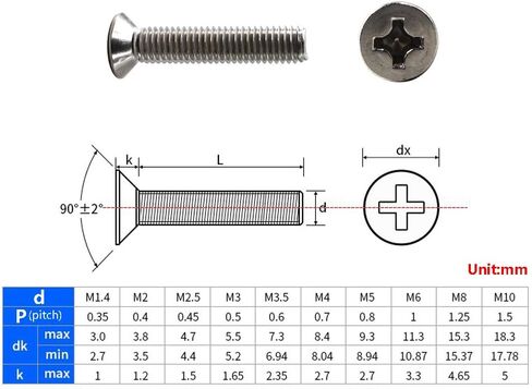 براغي M6x20 فيليبس 304 من الفولاذ المقاوم للصدأ ذات رأس مسطح، براغي غاطسة (عبوة من 30 قطعة) in Kuwait