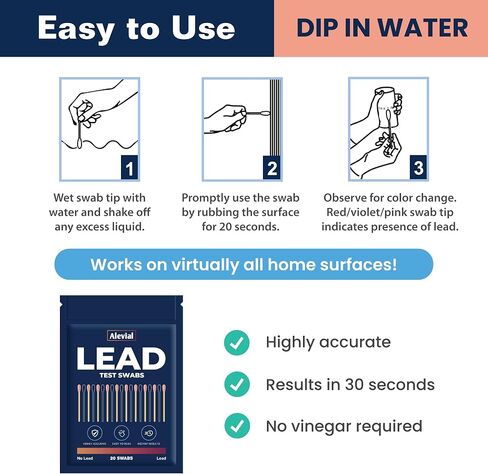 Lead Test Kit 20 Instant Testing Swabs for Home Dip Swab in Water (No Vinegar Required) Lead Detector Dishes Paint Metal Surface Detection in Saudi Arabia