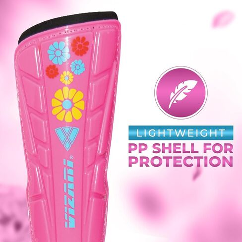 Vizari Blossom Soccer Cleats (13) & Shinguards (S) Combo | Firm Ground Cleats with Superior Traction & Lightweight Shin Guards with Detachable Ankle Protection | Perfect Youth Soccer Set for Performan in Saudi Arabia