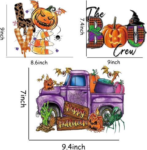 4pcs Halloween Iron on Sticker Patches Pumpkin Iron on Heat Transfer Decals Ghost Skeleton Bat Design T-Shirt Jeans Backpacks Families Clothing Hat DIY Applique Halloween Clothes Decorations in Saudi Arabia