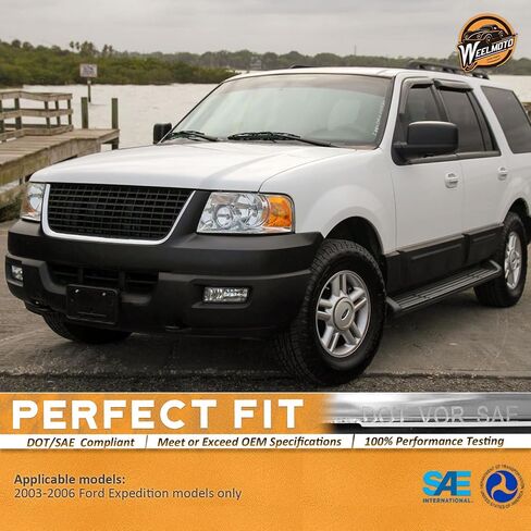 Headlights Assembly Compatible with 2003-2006 Ford Expedition, Replacement for 03-06 Headlight Black Housing Amber Reflector L+R Side Pair in Saudi Arabia