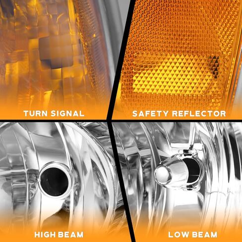 Headlights Assembly Compatible with 2003-2006 Ford Expedition, Replacement for 03-06 Headlight Black Housing Amber Reflector L+R Side Pair in Saudi Arabia