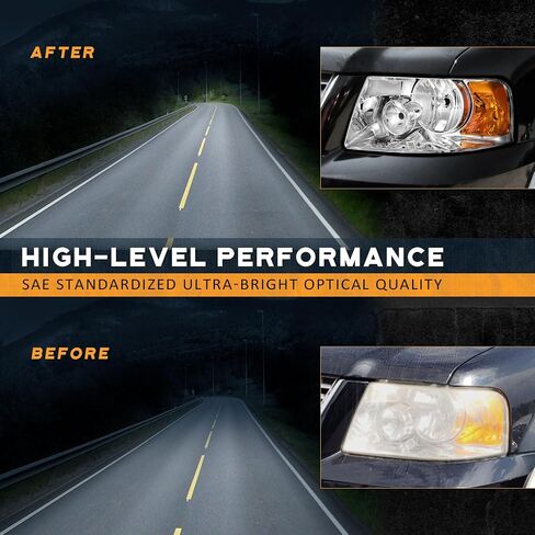 Headlights Assembly Compatible with 2003-2006 Ford Expedition, Replacement for 03-06 Headlight Black Housing Amber Reflector L+R Side Pair in Saudi Arabia